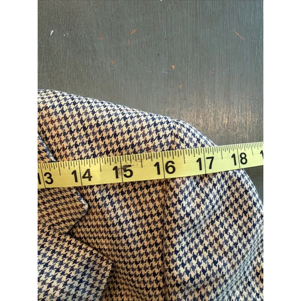 Brooks Brothers Houndstooth Wool Blazer Jacket Made USA Vintage 90s 40R See Desc
